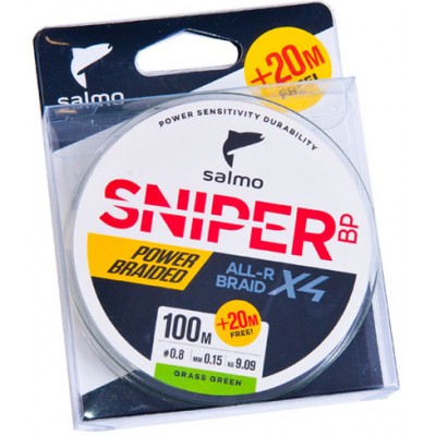 Леска плетёная Salmo Sniper BP ALL-R Braid X4 Grass Green 120 м Леска плетёная Salmo Sniper BP ALL-R Braid X4 Grass Green 120 м