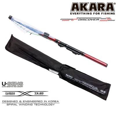 Спиннинг Akara Disсover, углеволокно, телескопический, 2,2 м, тест: 3-15 г, 82 г Спиннинг Akara Disсover, углеволокно, телескопический, 2,2 м, тест: 3-15 г, 82 г