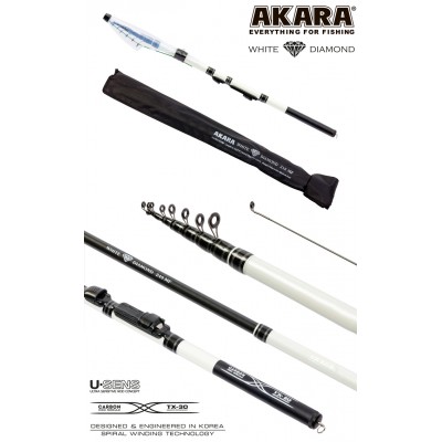 Спиннинг Akara White Diamond FM, углеволокно, телескопический, 1,8 м, тест: 5-25 г, 90 г Спиннинг Akara White Diamond FM, углеволокно, телескопический, 1,8 м, тест: 5-25 г, 90 г