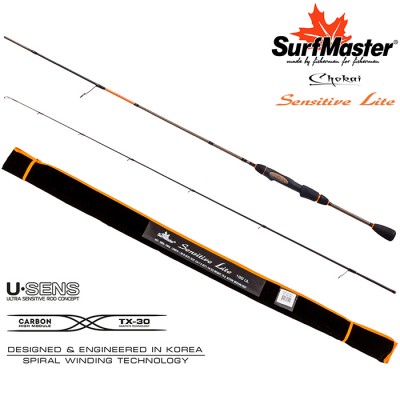 Спиннинг Surf Master Chokai Series Sensitive Light UL, углепластик, штекерный, 1,98 м, тест: 0,8-7 г, 79 г Спиннинг Surf Master Chokai Series Sensitive Light UL, углепластик, штекерный, 1,98 м, тест: 0,8-7 г, 79 г