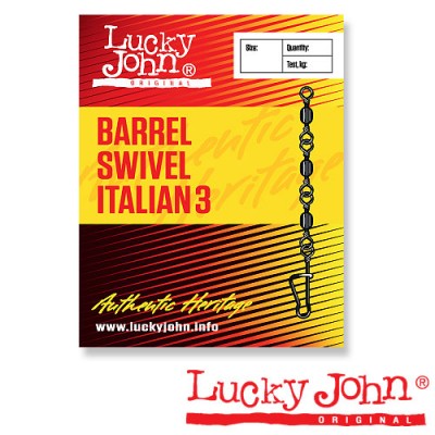 Вертлюги c застежкой Lucky John Barrel Swivel Italian 3 Вертлюги c застежкой Lucky John Barrel Swivel Italian 3