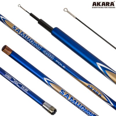Удочка маховая Akara Samurai 4 м, углеволокно, тест: 10-30 г, 180 г Удочка маховая Akara Samurai 4 м, углеволокно, тест: 10-30 г, 180 г