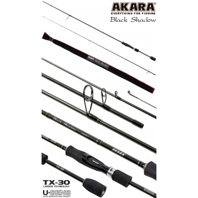 Спиннинг Akara SL1001 Black Shadow 802MLF TX-30, углеволокно, штекерный, 2.44 м, тест: 3,5-10,5 г, 125 г Спиннинг Akara SL1001 Black Shadow 802MLF TX-30, углеволокно, штекерный, 2.44 м, тест: 3,5-10,5 г, 125 г