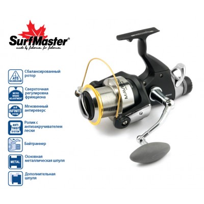 Безынерционая катушка Surf Master Maverik MA с байтраннером Безынерционая катушка Surf Master Maverik MA с байтраннером