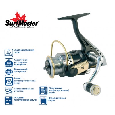 Безынерционая катушка Surf Master Prestige PS 3000A. 6 ш.п. + 2 р.п. Безынерционая катушка Surf Master Prestige PS 3000A. 6 ш.п. + 2 р.п.