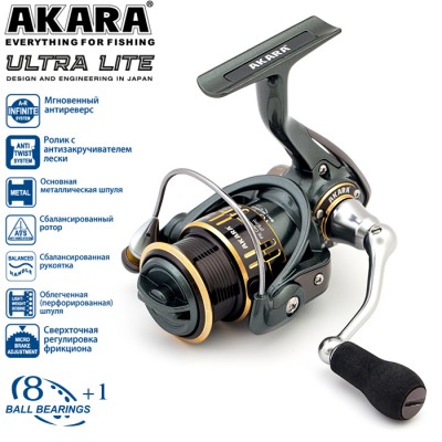 Безынерционная катушка Akara Ultra Lite 1000. 8 ш.п. + 1 р.п. Безынерционная катушка Akara Ultra Lite 1000. 8 ш.п. + 1 р.п.