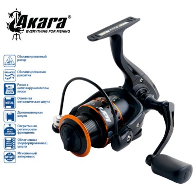 Безынерционная катушка Akara Black Hunter BHF1000. 9 ш.п. + 1 р.п. Безынерционная катушка Akara Black Hunter BHF1000. 9 ш.п. + 1 р.п.