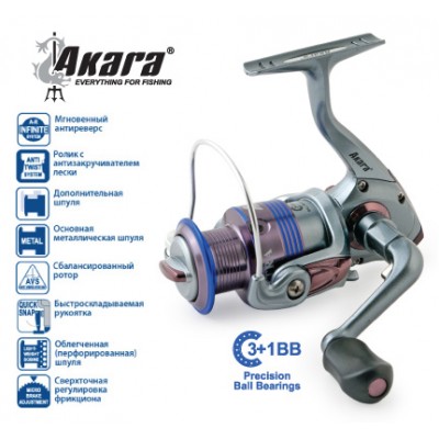 Безынерционная катушка Akara Galeon FG 2000A. 3 ш.п. + 1 р.п. Безынерционная катушка Akara Galeon FG 2000A. 3 ш.п. + 1 р.п.