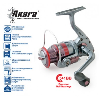 Безынерционная катушка Akara Galeon FG 2000A. 5 ш.п. + 1 р.п. Безынерционная катушка Akara Galeon FG 2000A. 5 ш.п. + 1 р.п.