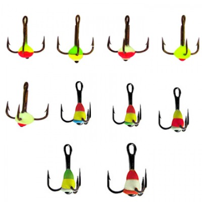 Крючки-тройники для приманок Lucky John с каплей цветной LJ99080-** Крючки-тройники для приманок Lucky John с каплей цветной LJ99080-**