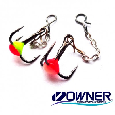 Крючок тройник Owner с цепочкой и каплей №16 Крючок тройник Owner с цепочкой и каплей №16