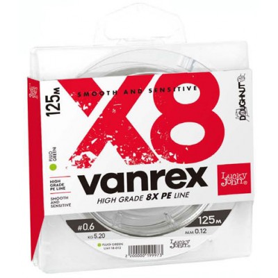 Леска плетёная Lucky John Vanrex X8 Fluo Green 125 м Леска плетёная Lucky John Vanrex X8 Fluo Green 125 м