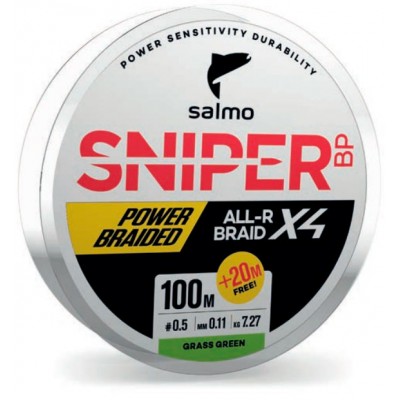 Леска плетёная Salmo Sniper BP ALL-R Braid X4 Grass Green 120 м Леска плетёная Salmo Sniper BP ALL-R Braid X4 Grass Green 120 м