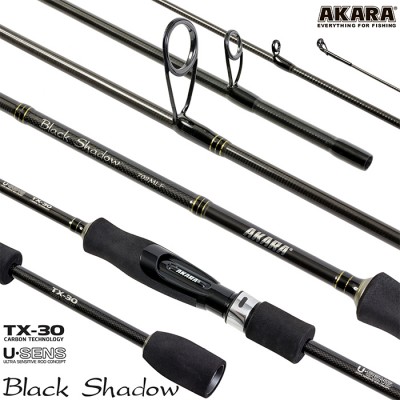 Спиннинг Akara SL1001 Black Shadow 802MLF TX-30, углеволокно, штекерный, 2.44 м, тест: 3,5-10,5 г, 125 г Спиннинг Akara SL1001 Black Shadow 802MLF TX-30, углеволокно, штекерный, 2.44 м, тест: 3,5-10,5 г, 125 г