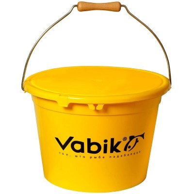 Ведро для прикормки с крышкой Vabik PRO 13 л жёлтое Ведро для прикормки с крышкой Vabik PRO 13 л жёлтое