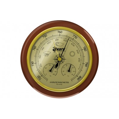 Барометр Akara в деревянной оправе с термометром и гидрометром 125 мм Барометр Akara в деревянной оправе с термометром и гидрометром 125 мм