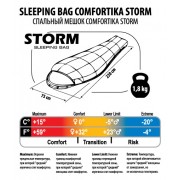 Спальник Comfortika Storm L 220x75x45 см с подголовником 0С/-20С