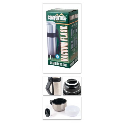 Термос 1 л COMFORTIKA Family 100 c широким горлом ручкой и ремнем Термос 1 л COMFORTIKA Family 100 c широким горлом ручкой и ремнем