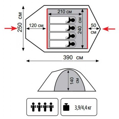 Туристическая палатка Tramp Lite CAMP 4 Туристическая палатка Tramp Lite CAMP 4