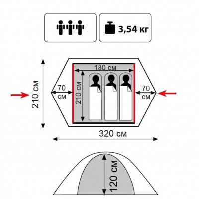 Туристическая палатка Tramp Lite Tourist 3 V2 Туристическая палатка Tramp Lite Tourist 3 V2
