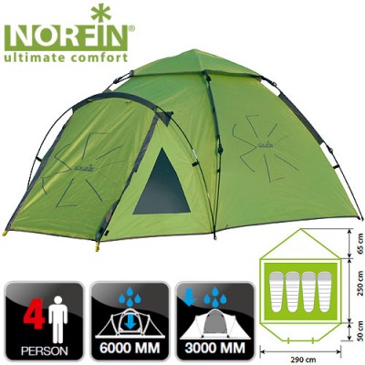 Четырехместная палатка Norfin HAKE 4 NF Четырехместная палатка Norfin HAKE 4 NF