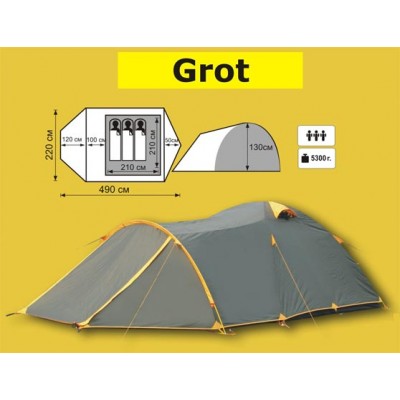 Туристическая 3-4-х местная палатка TRAMP Grot Туристическая 3-4-х местная палатка TRAMP Grot